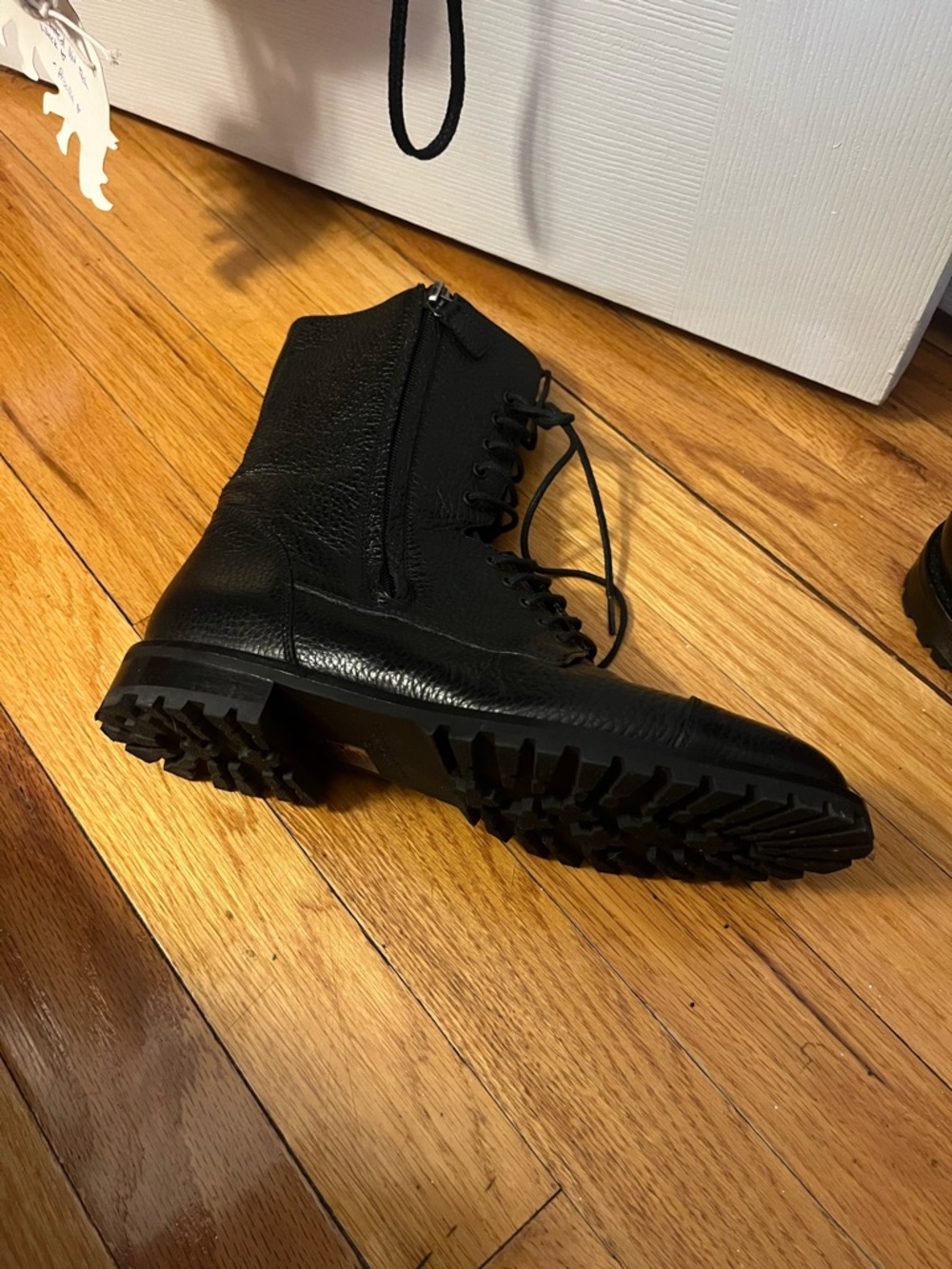 Manolo Blahnik Black Leather Combat Boots